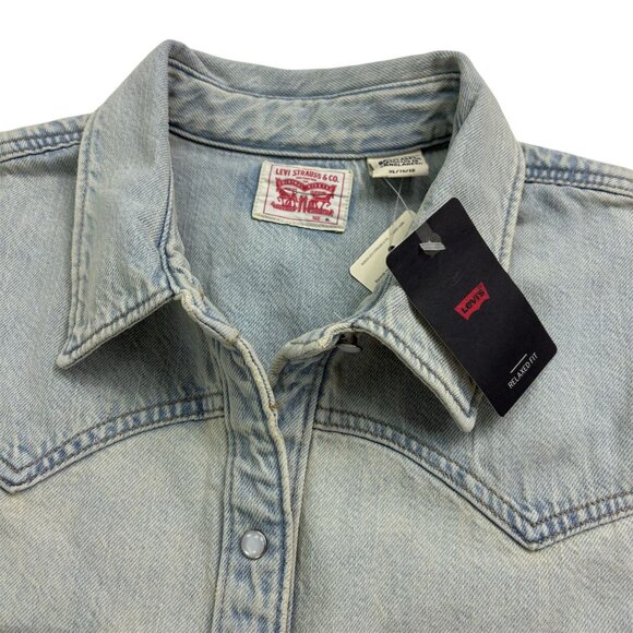 Levi’s Men’s Western Denim Shirt XL Relaxed Fit Snap Front Blue NWT - Picture 4 of 16